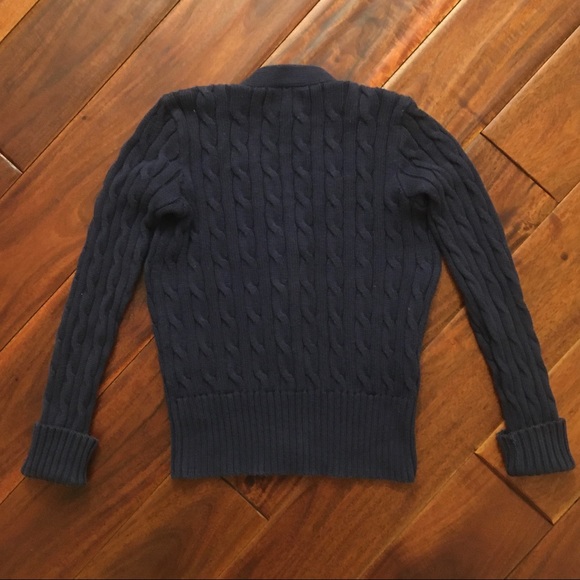 Ralph Lauren Navy Blue Cable-Knit Cardigan - Picture 3 of 4